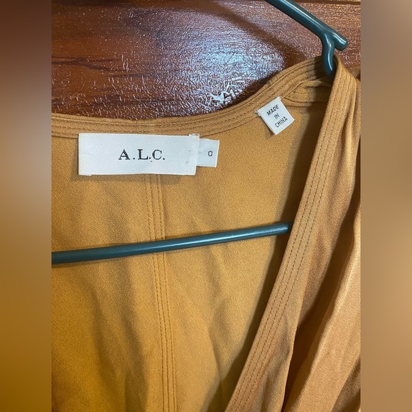 A.L.C. Whitney wrap silk dress in caramel gold yellow - Picture 5 of 6